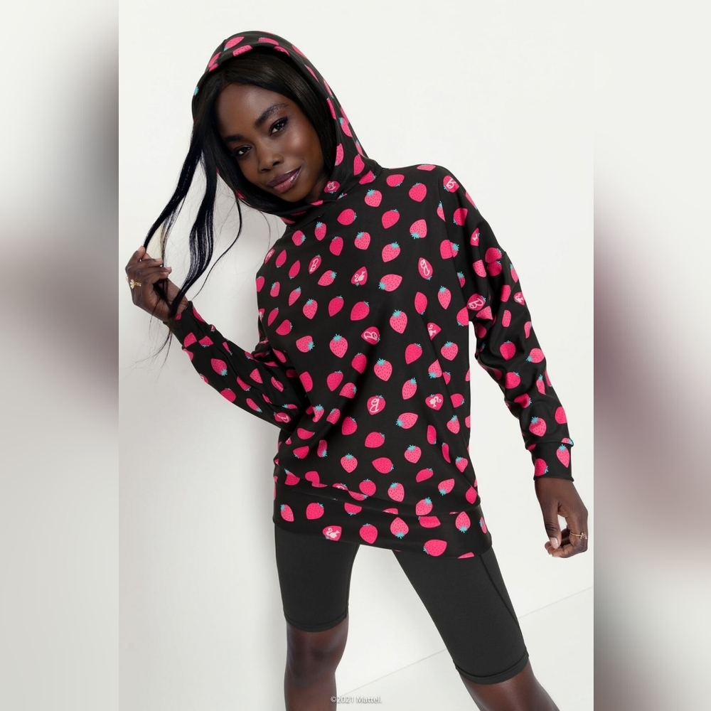 Blackmilk | Barbie Strawberries Hoodie Jumper | Black, Pink